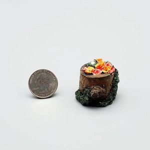 Handmade Miniature Fairy Garden Tree Stump with Flowers