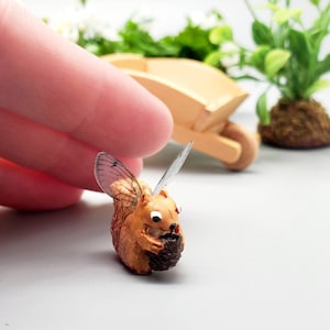 A Fairy Garden Squirrel Dollhouse Miniatures Fairy Animals Miniature Animals PatioGarden Gift Ideas Fairy Figurines Collectibles Fairy Wings