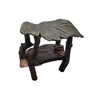 Handmade Fairy Garden Bed: Miniature Leaf Canopy Furniture