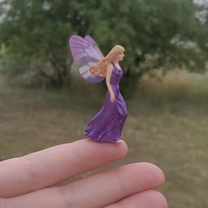 Evelyn~Hada de jardín en miniatura hecha a mano, muñeca de hadas de jardín en miniatura, hadas en miniatura, hada pequeña, alas de hada, figura de hada