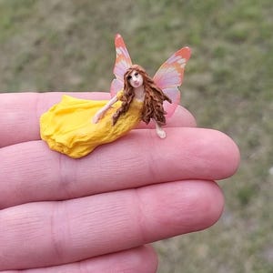 Savannah~Miniature Wee Tiny Hand Sculpted Fairy Miniatures Dollhouse Fairy Figurine Fairy Wings Fantasy Fairy Garden Small Doll Micro Fairy