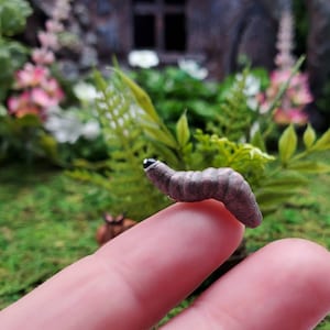 Handmade Miniature Inchworm: Andy, Fairy Garden Dollhouse Decor