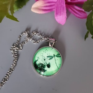 Leuchtende Fee Glas Cabochon Kette Halskette Schmuck Leuchtende Fee Feuerfly Silber Halskette Kette Halskette Geschenkidee Elfe Cabochon