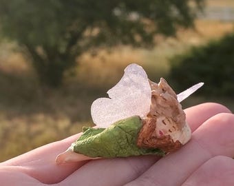 Hand-Sculpted Sleeping Fairy Figurine: Miniature Resin Art Doll