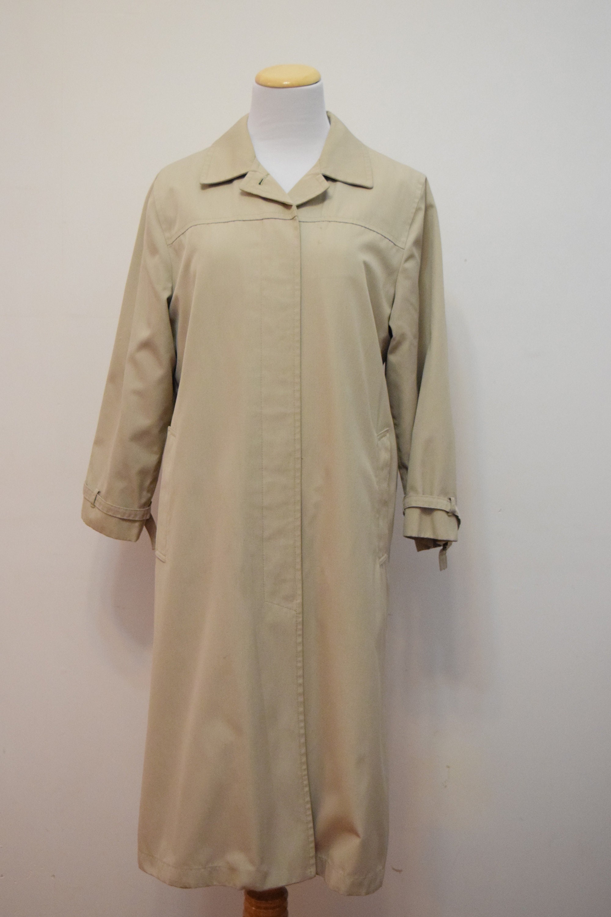 London Fog Khaki Trenchcoat Wool Lined Rain Coat 8 Petite | Etsy