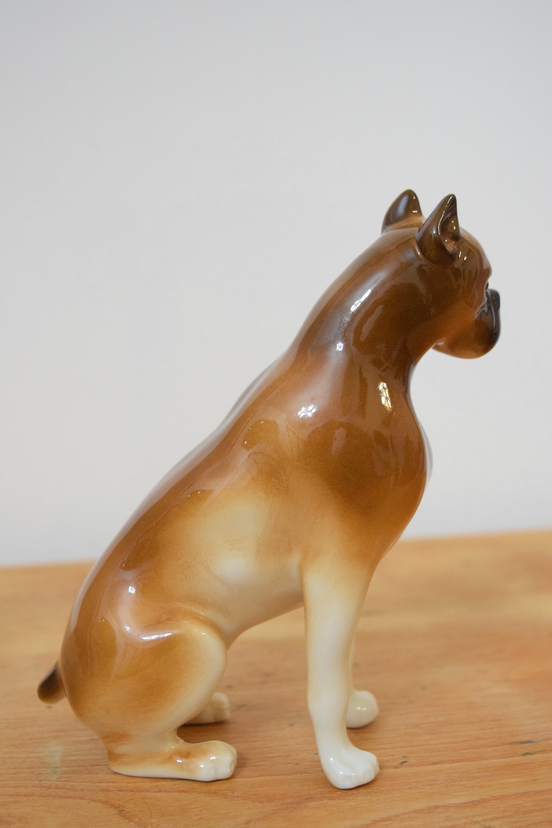 Christmas Collectible Keepsake Mid Century Royal Dux Boxer Figurine Czech Republic Porcelain Dog Statue Animal Pet Lover Present Gift