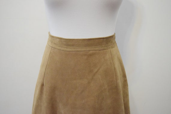 Camel Suede Skirt | Genuine Leather Skater Skirt … - image 5