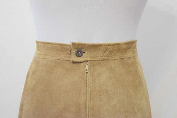 Camel Suede Skirt | Genuine Leather Skater Skirt … - image 6