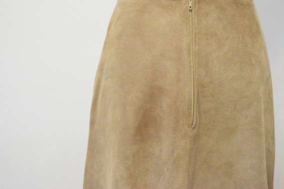 Camel Suede Skirt | Genuine Leather Skater Skirt … - image 7