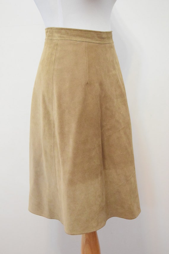 Camel Suede Skirt | Genuine Leather Skater Skirt … - image 3