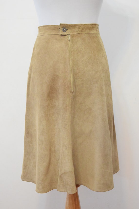 Camel Suede Skirt | Genuine Leather Skater Skirt … - image 4