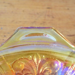 Amber Candy Bowl Slag Carnival Glass Rainbow Divided Serving Dish Collectible Keepsake Mothers Day Gift Present for Him Her Retro image 7