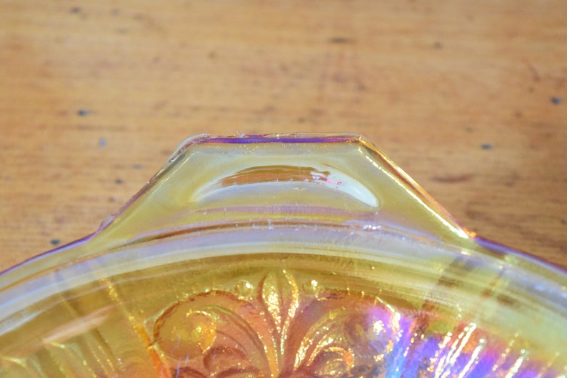 Amber Candy Bowl Slag Carnival Glass Rainbow Divided Serving Dish Collectible Keepsake Mothers Day Gift Present for Him Her Retro image 7