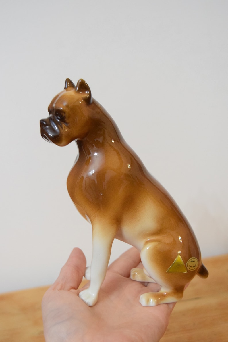 Christmas Collectible Keepsake Mid Century Royal Dux Boxer Figurine Czech Republic Porcelain Dog Statue Animal Pet Lover Present Gift