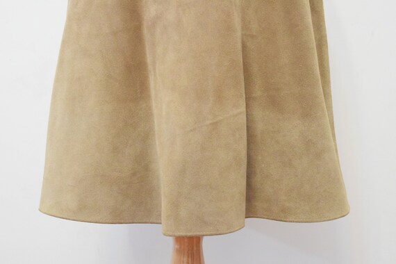 Camel Suede Skirt | Genuine Leather Skater Skirt … - image 8