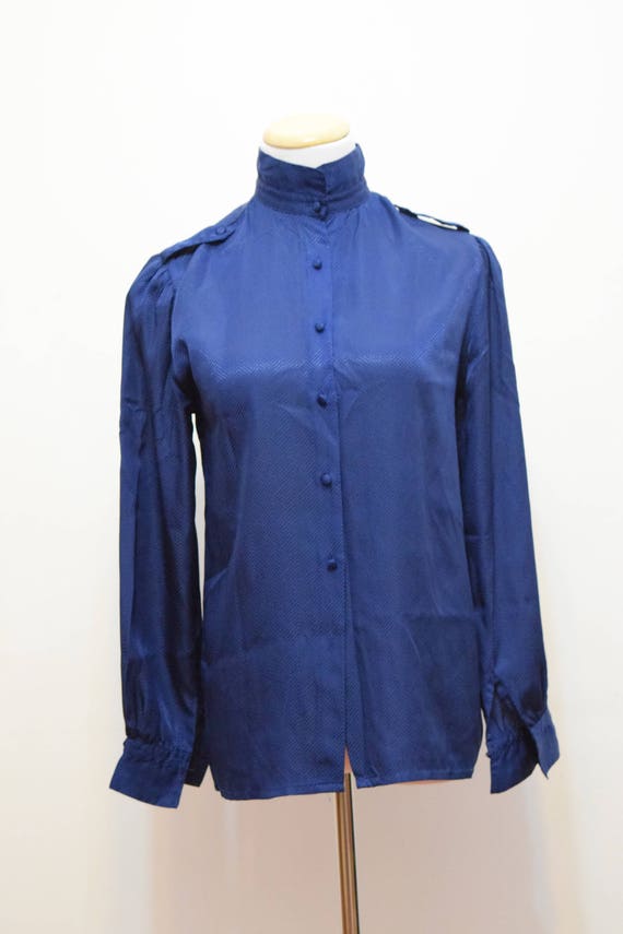 Blue Secretary Style Blouse | Jac Dale | Ruffle H… - image 1