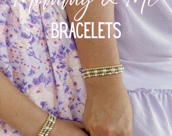 14K Gold Filled Mommy & Me Armband Set - Eleganter Passender Swarovski Kristall Perlenschmuck
