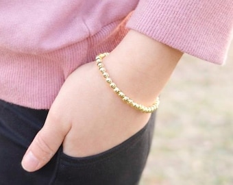 14k Gold Filled Kinder Armband, 4 mm Minimalist Stackable Armband, Zierlicher Schmuck für Kinder