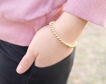 14k Gold Filled Kinder Armband, 4 mm Minimalist Stackable Armband, Zierlicher Schmuck für Kinder