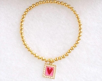 14k Gold Filled Herz Charm Armband – Kinder und Erwachsene