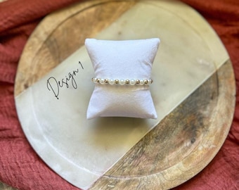 14k Gold Filled Armband mit Swarovski Crystal Pearls, stapelbarer zierlicher Armreif für Damen & Kinder