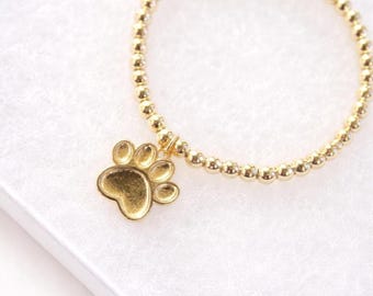 14k vergoldetes Pfotenabdruck Bettelarmband - Minimal Schmuck für Kinder & Erwachsene