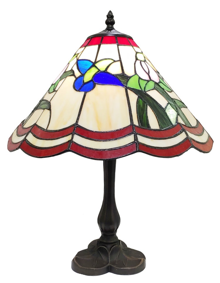 Online Selection Ribbon Floral Pattern Tiffany Stained Glass Shade Lamp Base Outlet Cheap Online Store Ulysses Tur Br