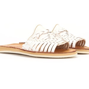 Huarache Peep-Toe Sandale.Weiss