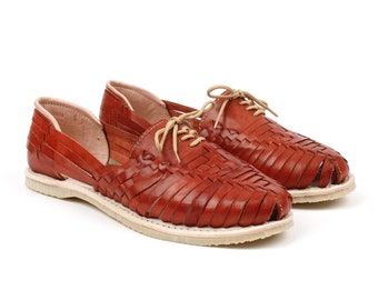 Handgemaakte Huarache Caoba met veters