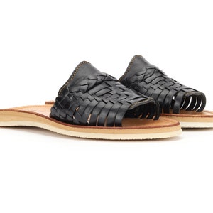 Huarache Peep-Toe Sandal Black