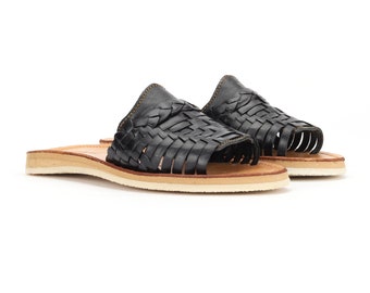 Huarache Peep-Toe Sandal Black