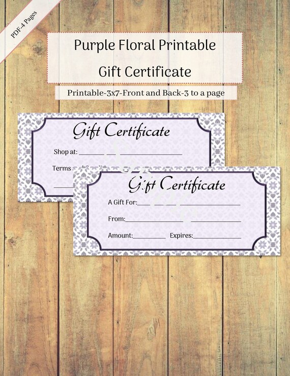 Printable Gift Certificate Voucher Direct Sales Small | Etsy