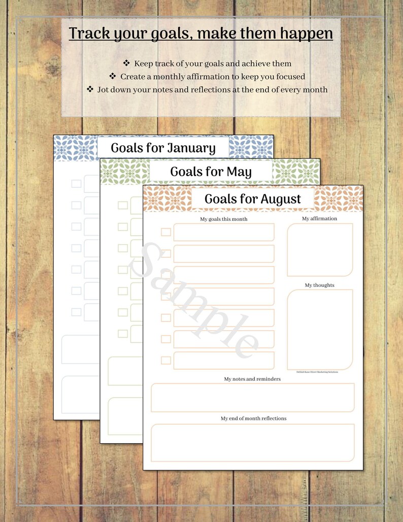 Printable Monthly Goal Setting Planner Worksheets Floral - Etsy