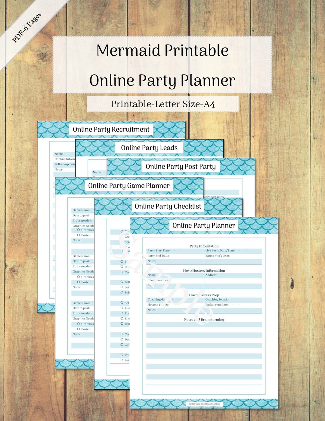 Printable Online Party Planner Small Business Direct Sales-mermaid - Etsy