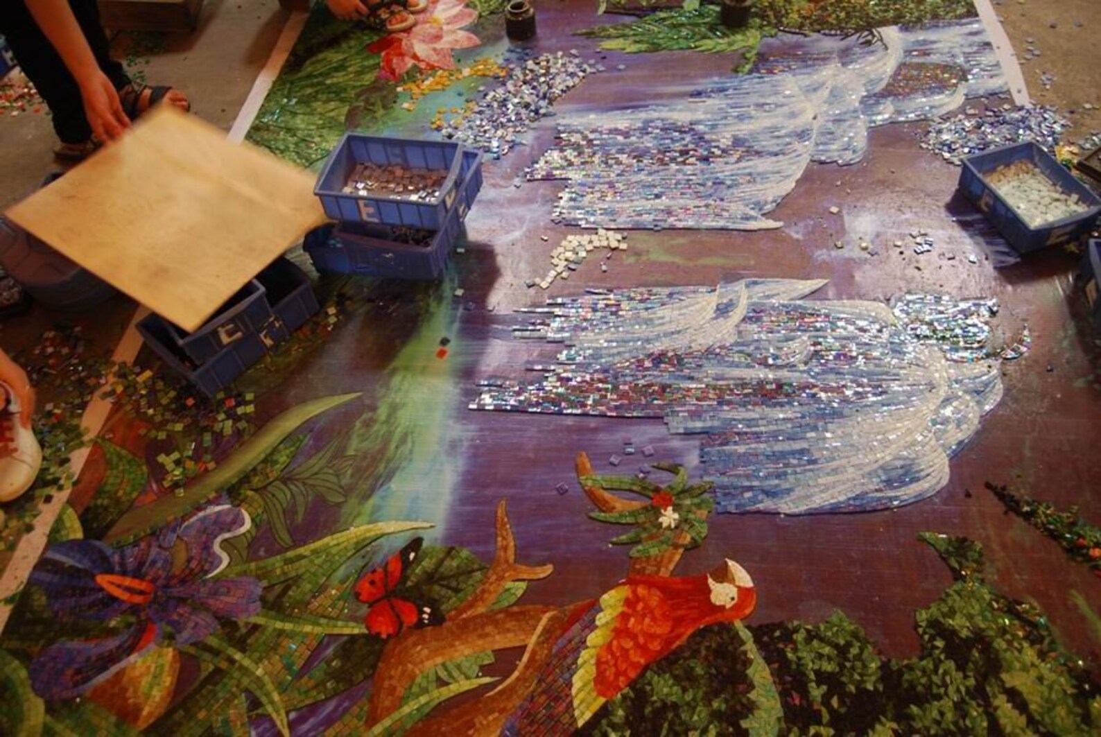 Waterfall Tropical Jungle Mural mosaic Glass Tile Mosaic | Etsy