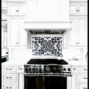 Kitchen Mosaic Mural - Glass Tile Mosaic - Selden Mural  - wall decor backsplash - Wall Mural white & gray - Customize mosaic colors