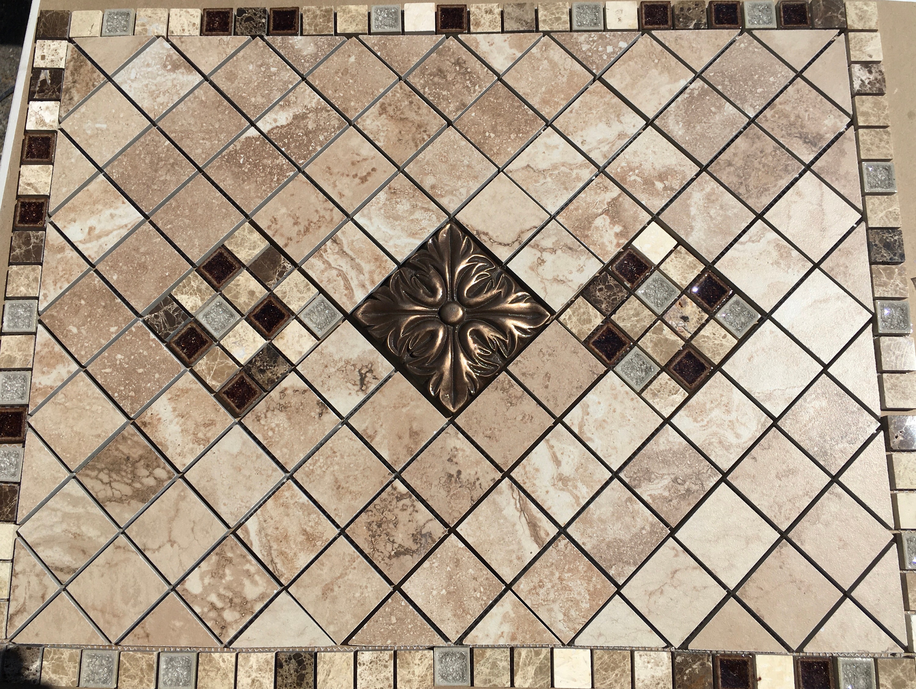 Mosaic Tile Stone- Auburn Mural -Glass Backsplash for Kitchen Bar Bathroom Patio, Pool Luxury Home Living and Dining for Wall In brown beige
