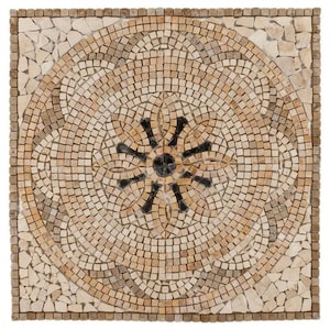 Medallion Backsplash Tile Mosaic- Rosalin Mural  - Travertine Wall or Flooring Design Deco Art brown and beige Flower