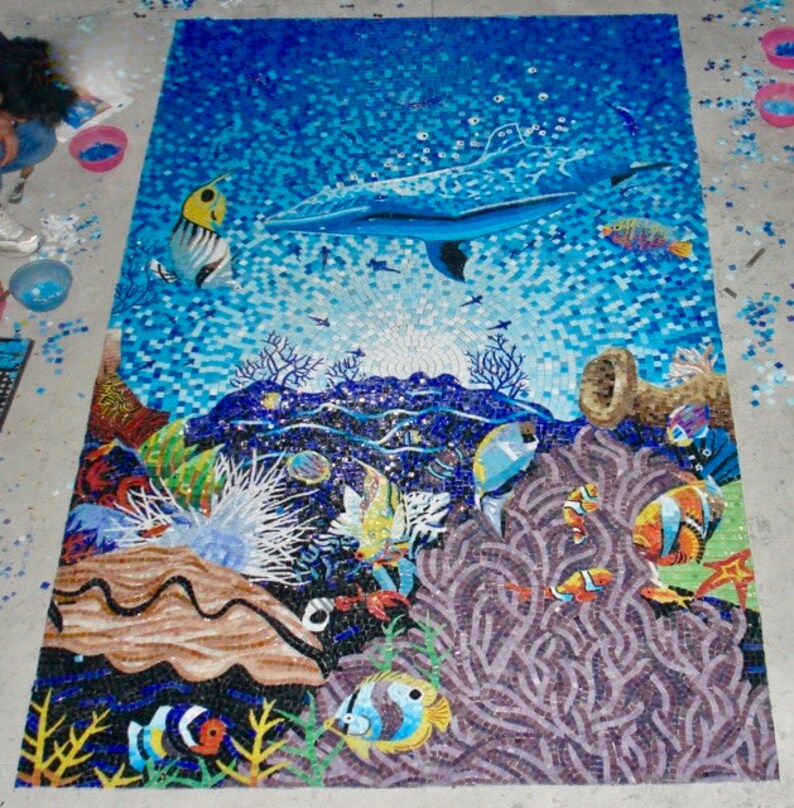 Under the Sea Mural Glass Tile Mosaic Wall Art Wall Etsy