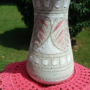 Vintage Italian hand painted clay vase, rare Italian stoneware vase,  vase made in Italy, Italian pottery, heavy stoneware pottery vase