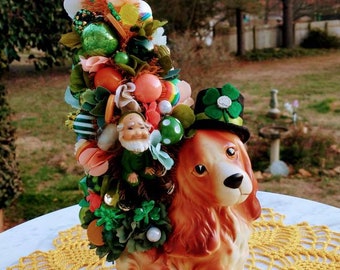 Mid-Century Napcoware Cocker Spaniel St. Patrick's Day tree Planter