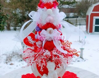 Lefton's rare cherub heart planter, Valentines cupid decoration, vintage Lefton's planter, Shabby tree kitsch, Valentines Day Tree