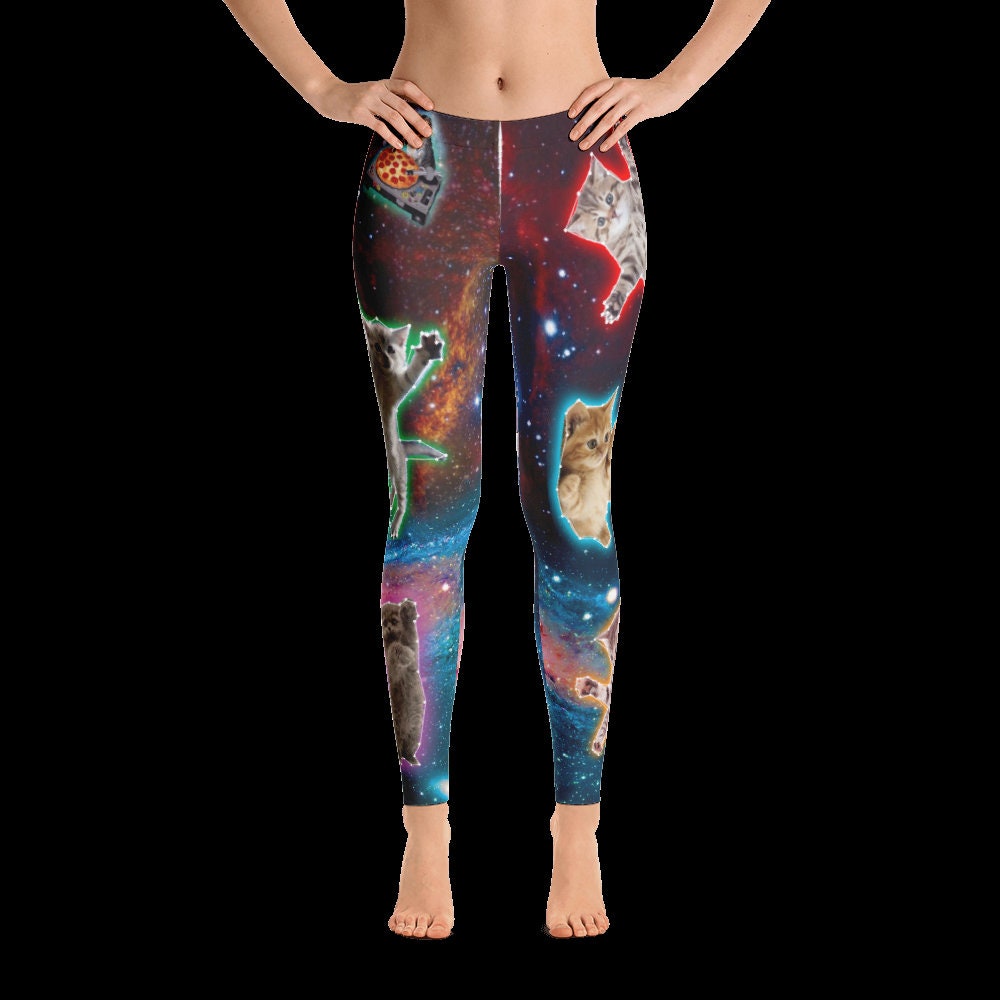 Galaxy Purple Women Leggings, Yoga Outer Space Print Pants Cosmic