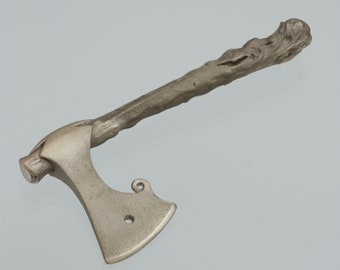 Collar vikingo hecho a mano|Colgante de hacha como símbolo de estatus|Fundido en bronce y plata|Joyas para hombre|Colección Axe decorada con formas