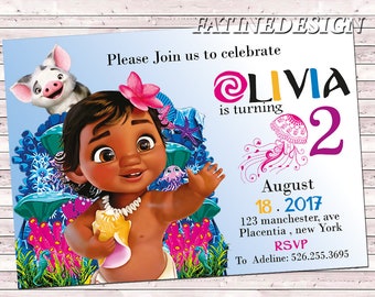 moana invitation etsy