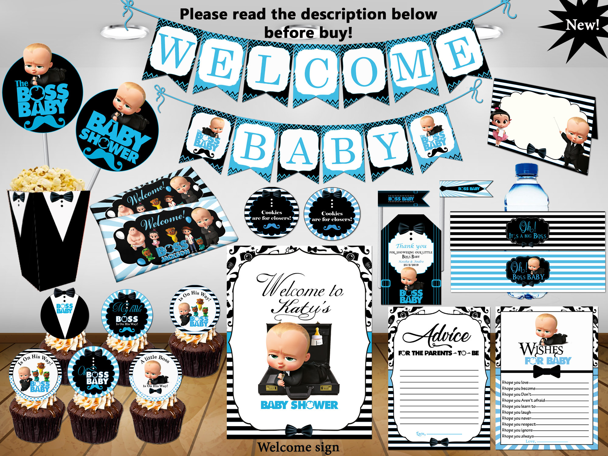 Boss baby baby shower decorations boss baby baby shower Etsy