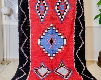 Tapis Boucharouite Foncé - 250x160 cm - 8.2x5.2 ft - Tapis Azilal Véritable tapis marocain tapis tribal tapis berbère oushak tapis éclectique