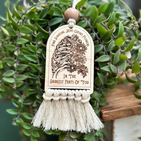 Sun to Me inspired song lyric car charm with macrame