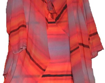 Free Flowing Asymmetrical Front Lightweight Chiffon My Personal Print Jacket, Scarf, Earrings, Mask