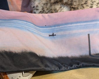 Kayaking Sunset Velvet Lumbar Pillow Cover:14x24-My personal design
